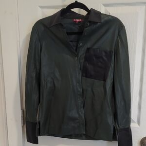 STAUD Faux Leather Shirt Jacket